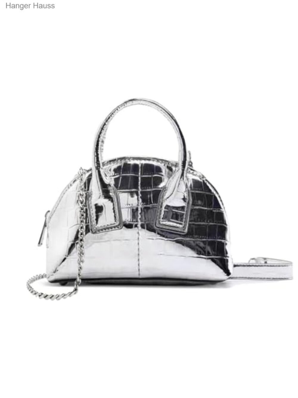 Mini Metallic Crossbody Purse Small Top Handle Handbag with Chain Strap